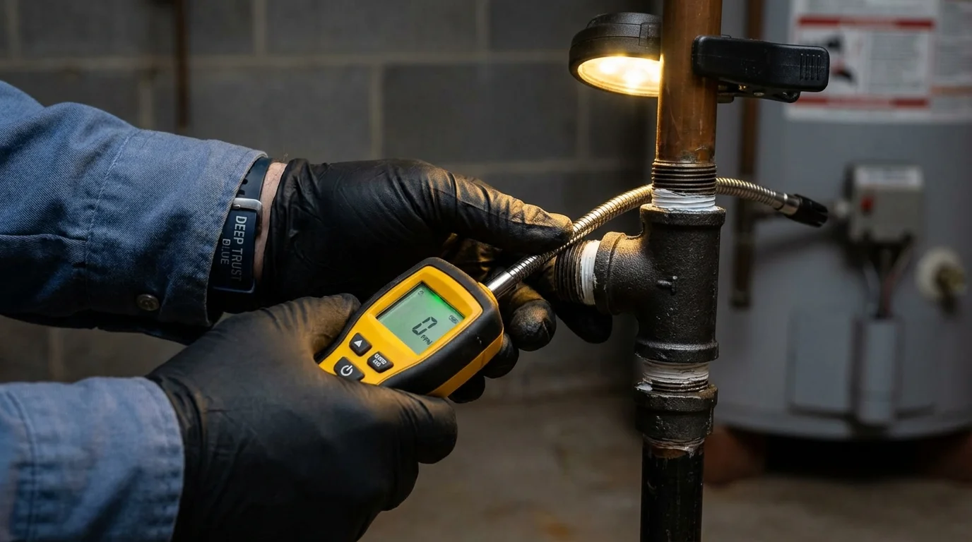 Gas leak detection with electronic sniffer by Johns Plumbing LLC in Basalt