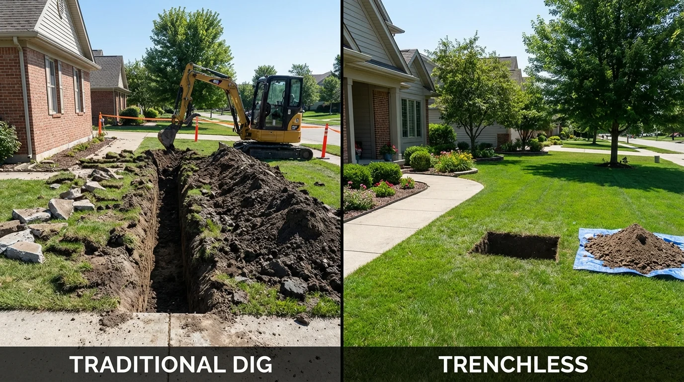 Trenchless sewer repair with minimal yard damage versus traditional excavation in Basalt, CO